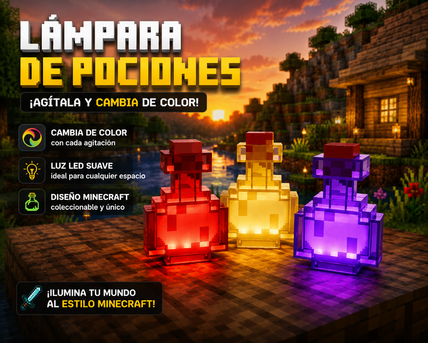 Lámpara de Pociones Inspirada en Minecraft ✨🧪
