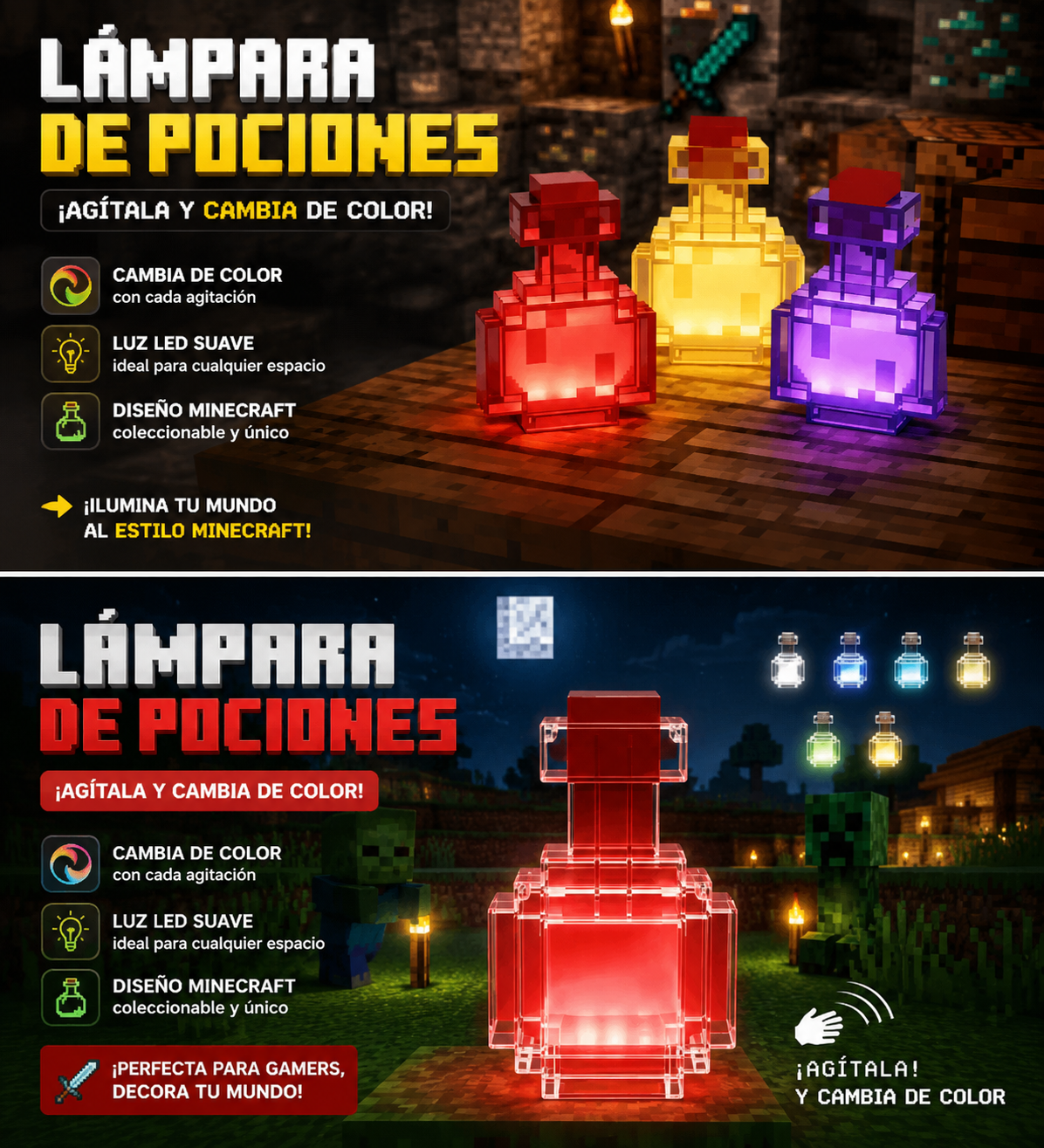 Lámpara de Pociones Inspirada en Minecraft ✨🧪