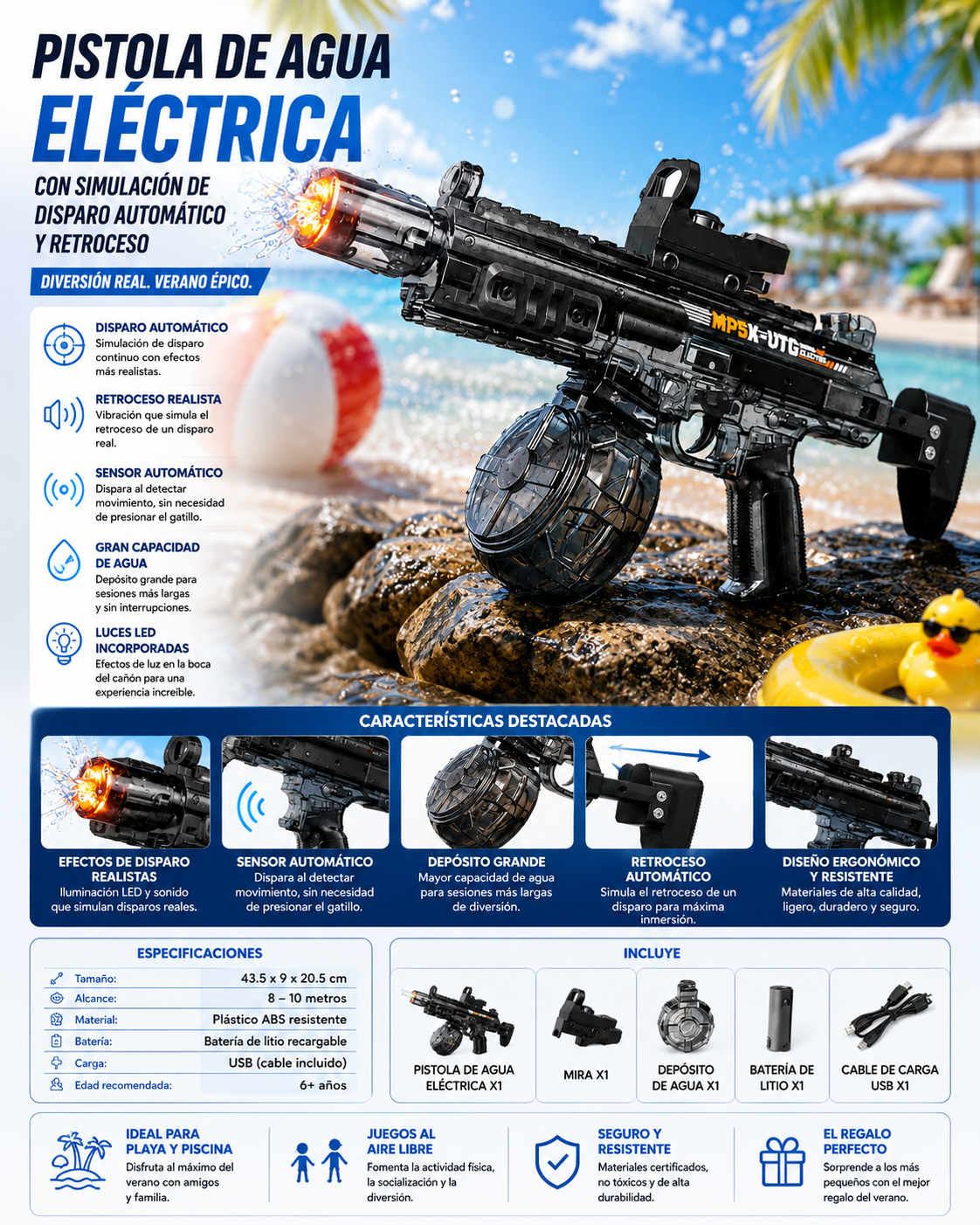 Pistola de Agua Eléctrica Automática de Alta Potencia