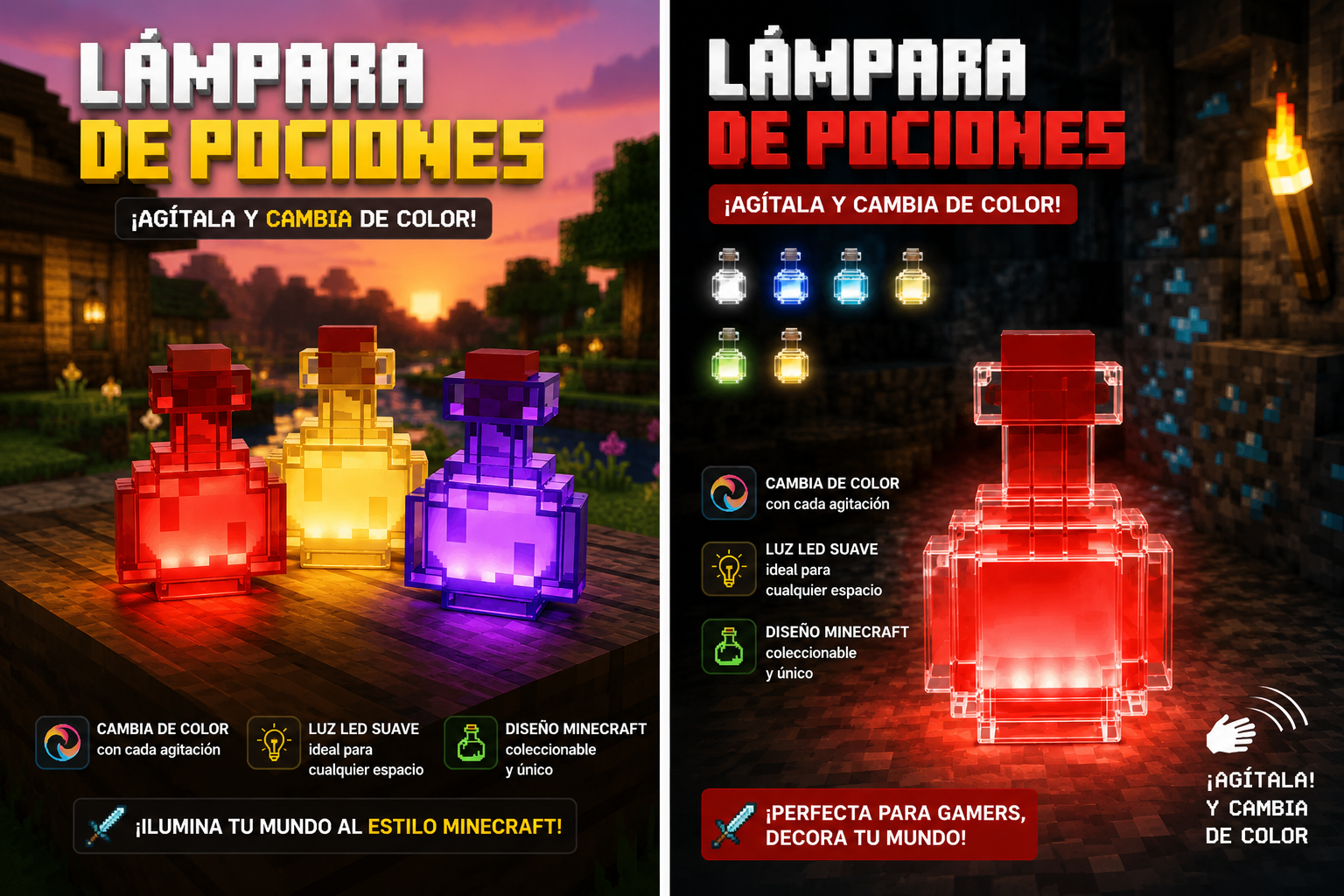 Lámpara de Pociones Inspirada en Minecraft ✨🧪